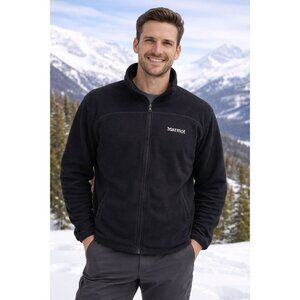 Marmot Men’s Full Zip Fleece Jacket Black Size M Outdoor Hiking Camping Layering